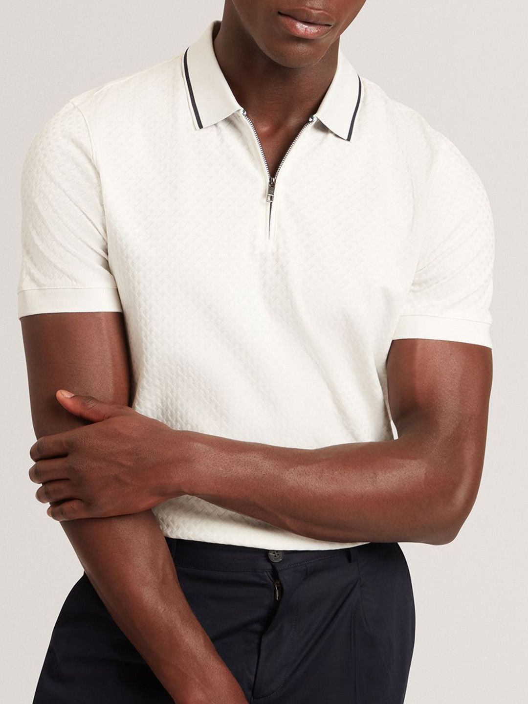 Ted Baker Men Self Design Polo Collar Cotton T-shirt