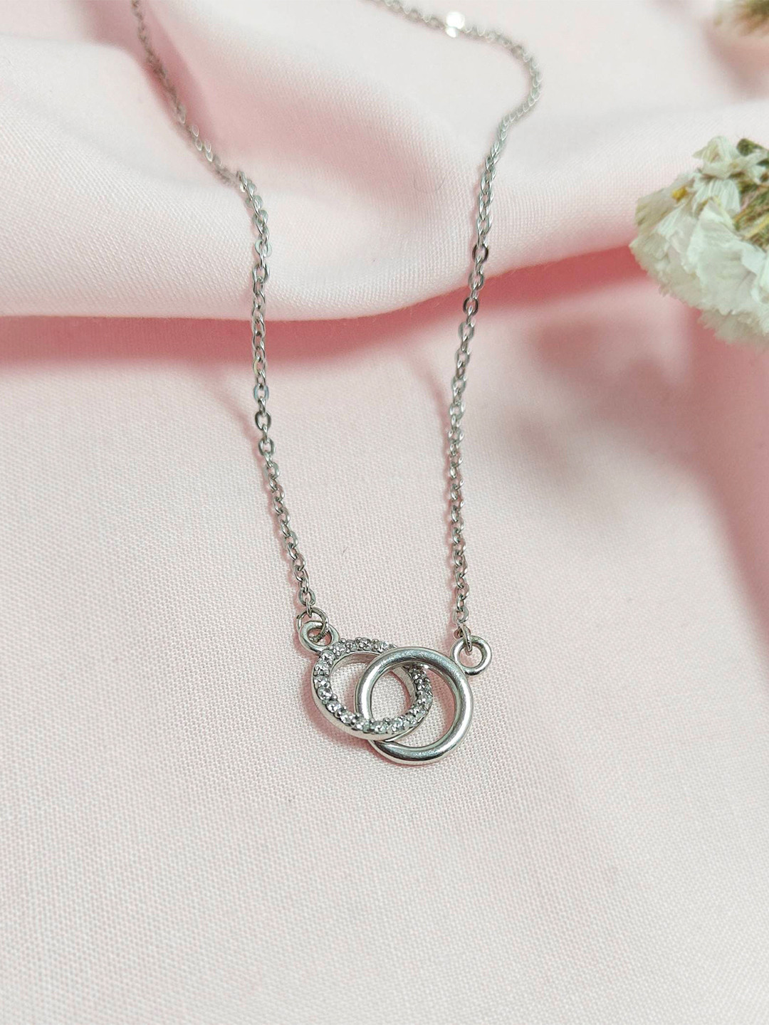 INARI SHINES 925 Silver Double Ring Necklace