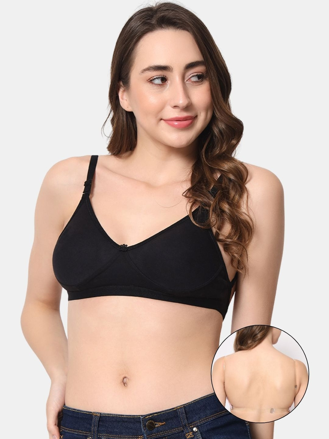 Bewild Women Black Solid Backless Non Padded Bra
