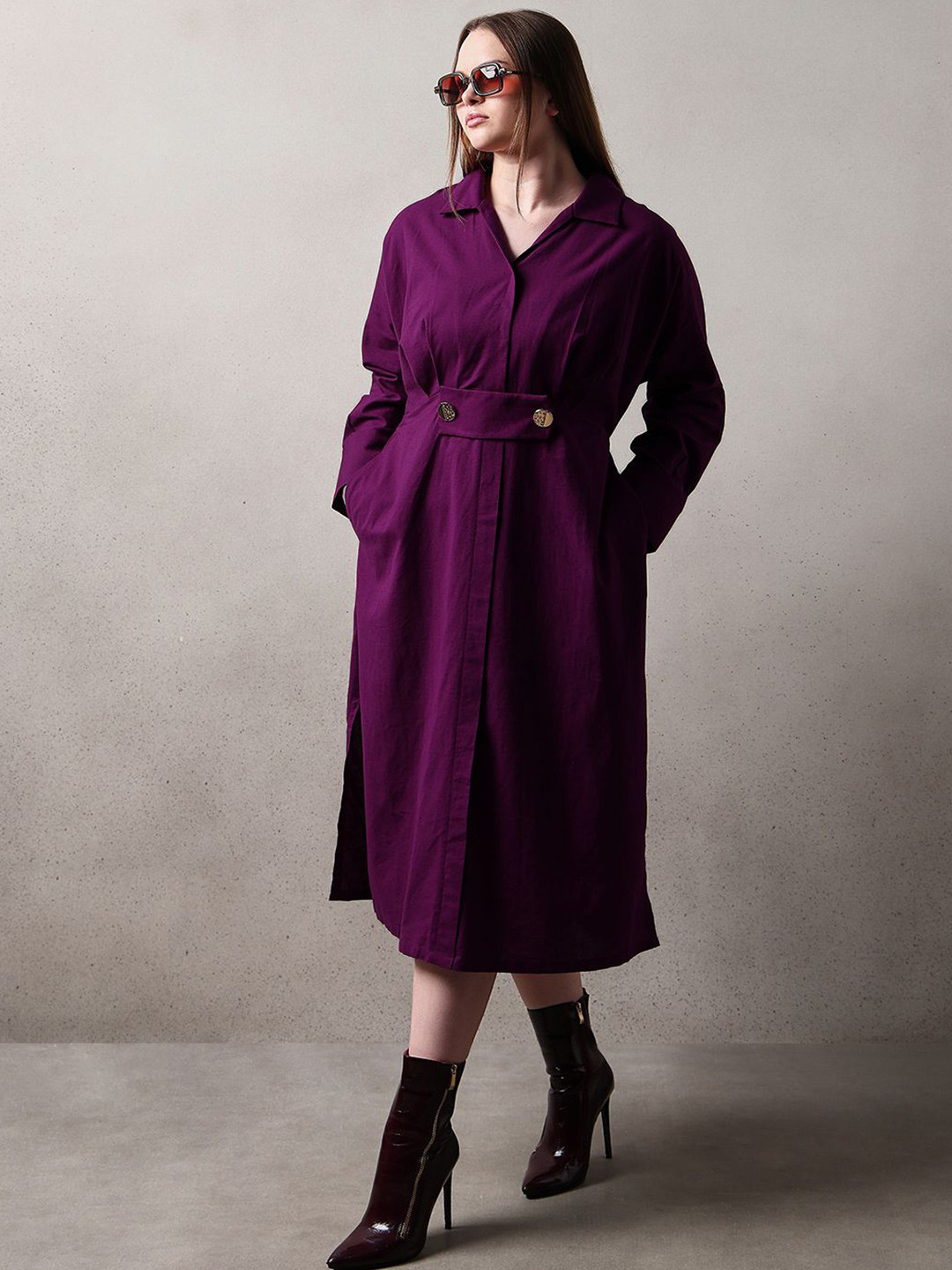 VERO MODA CURVE Women Plus Size Shirt Collar Blazer Dresses