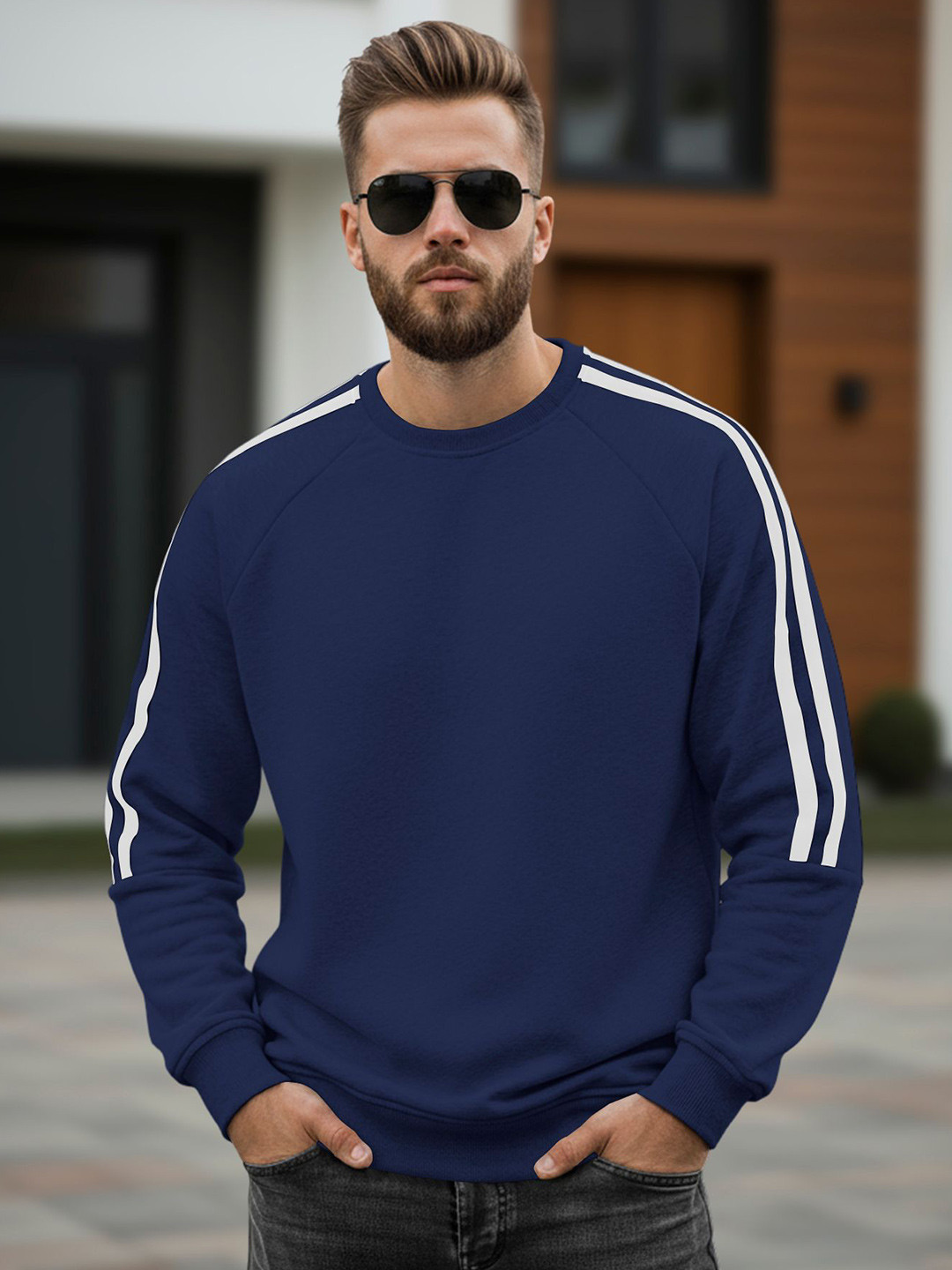 Fashion And Youth Men Round Neck Long Sleeve Sweatshirt