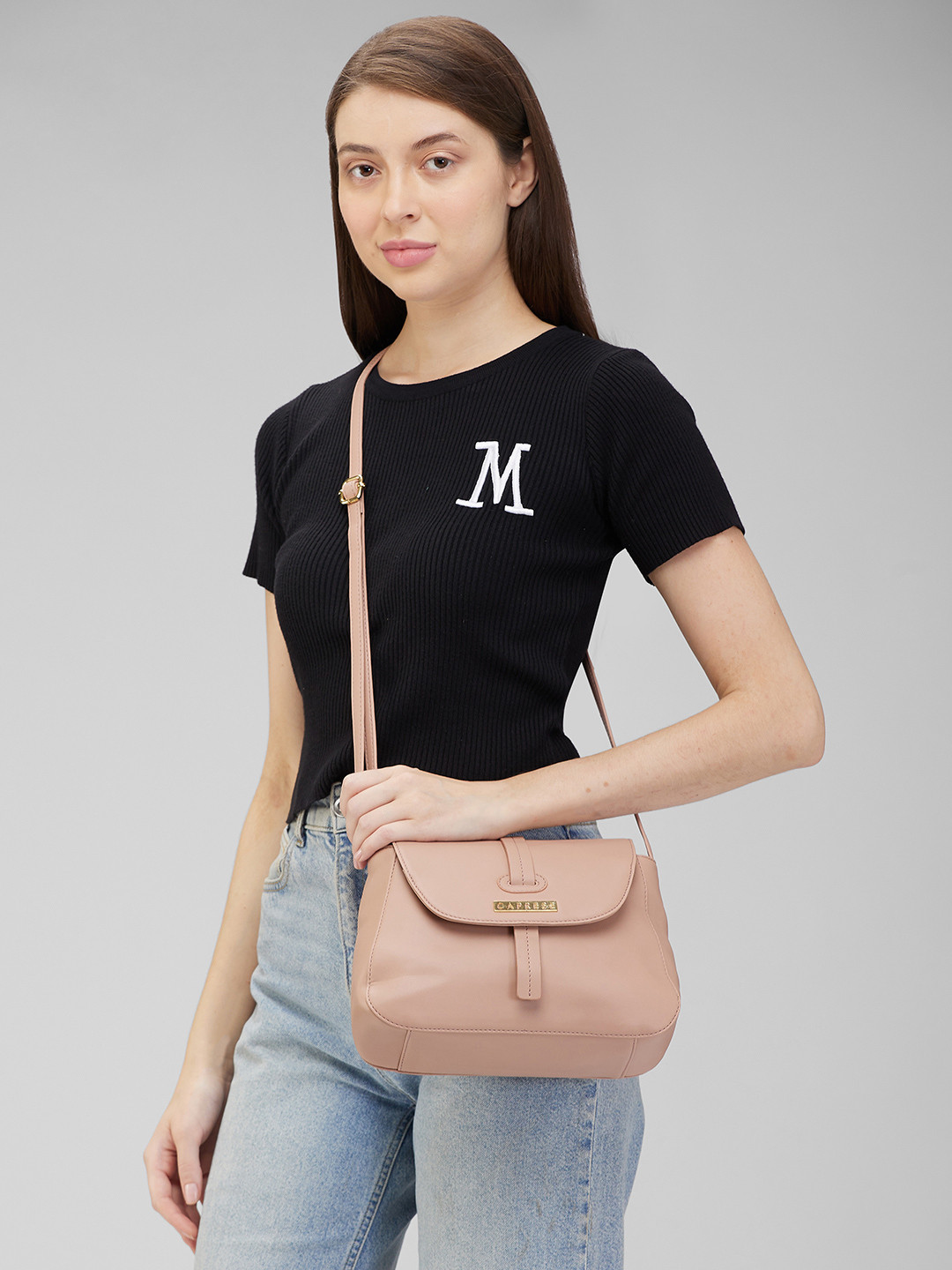 DressBerry X CAPRESE Sabeera Women Blush Medium Sling Bag
