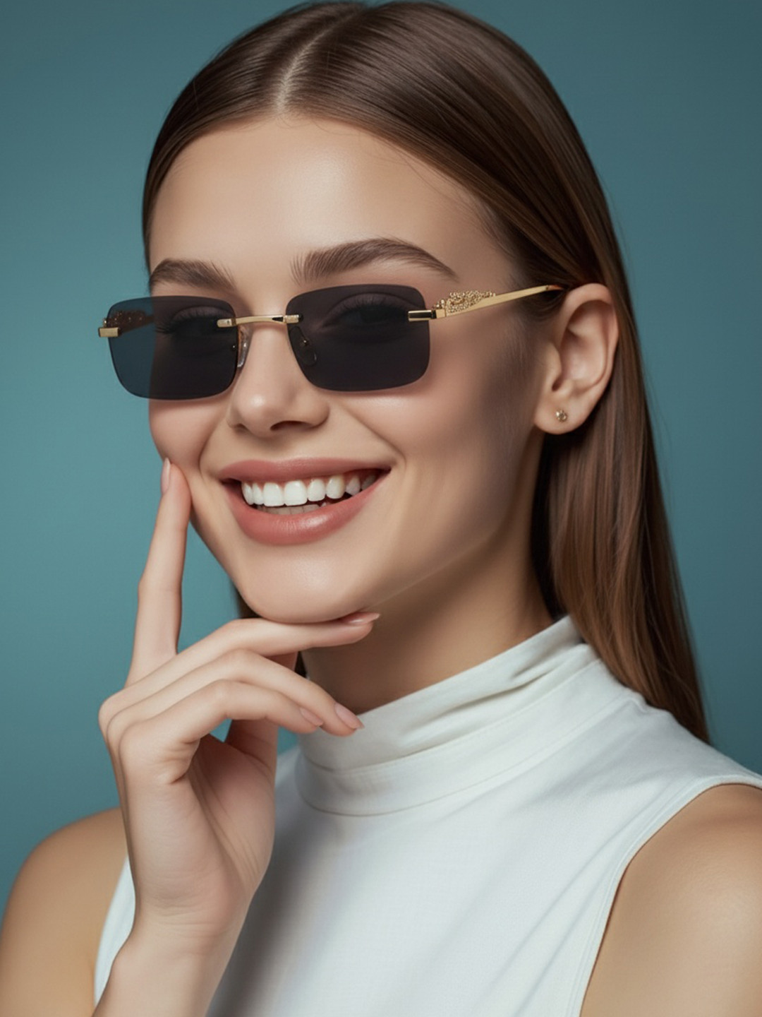 RORCE Unisex Square Sunglasses with UV Protected Lens RS27GOF_BLL-Gold Frame