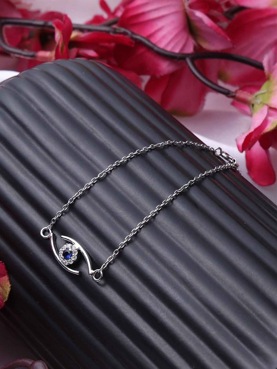 Soraya Luxe 925 Silver Rhodium-Plated Moissanite Diamond Evil Eye Bracelet