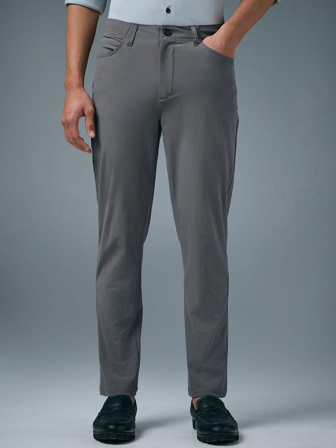 Technosport Men Semi-Formal Solid Straight Fit Trousers Pants with Duracool+