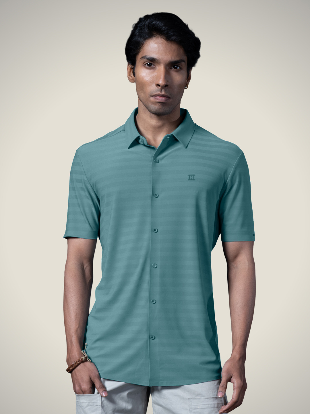 Hektor Herringbone Open Button Bonded Shirt Sweat Wicking UV Protected Shirt
