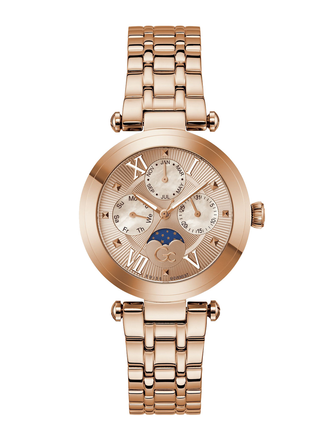 GC Women Patterned Dial & Stainless Steel Bracelet Style Straps Analogue Watch Z62003L3