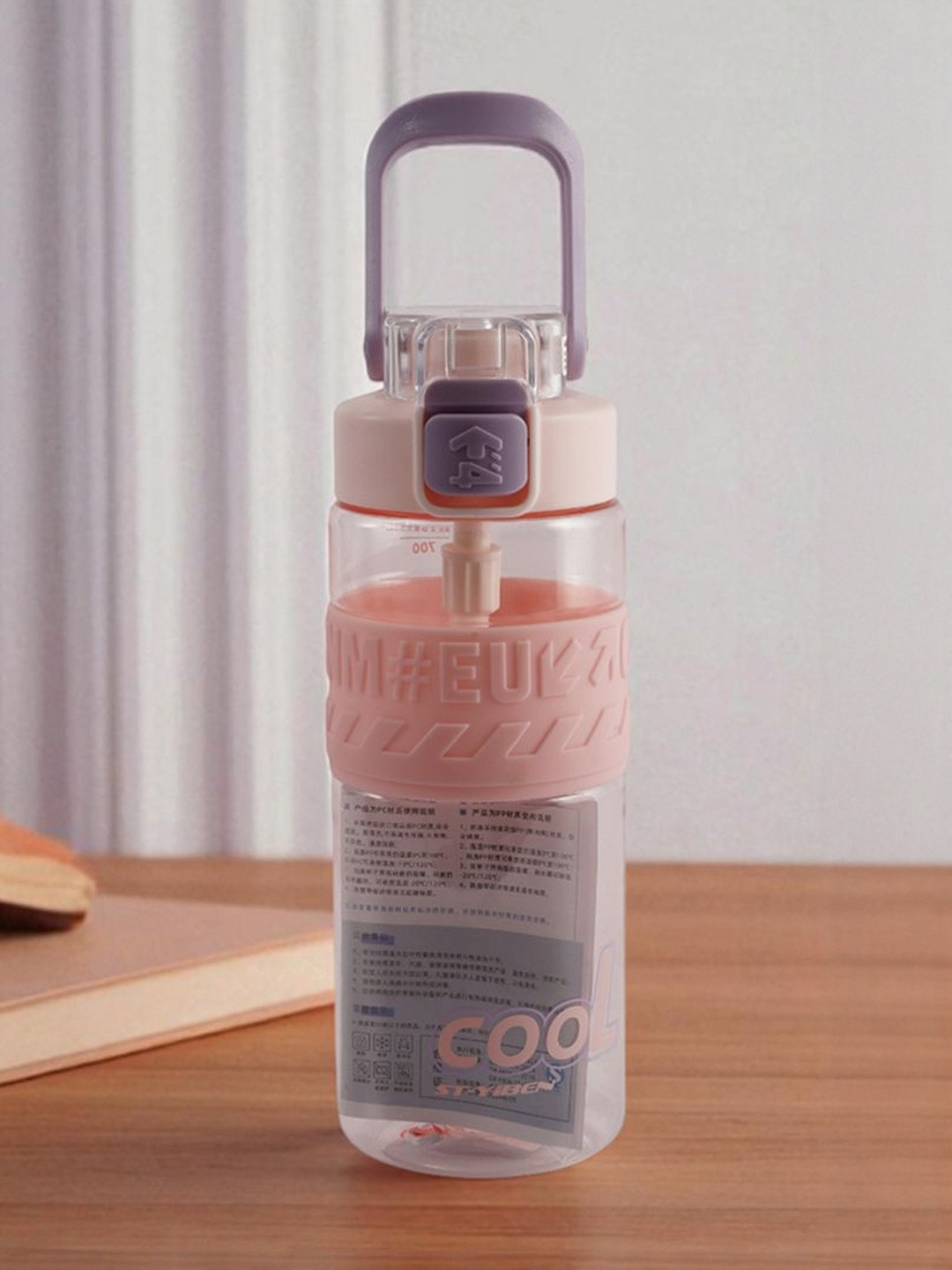 AARVI DECOR STUDIO Pink & Transparent Single Stainless Steel Solid Water Bottle