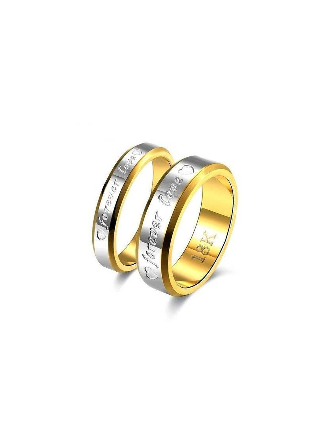 Moneekar Jewels Unisex Titanium Dual-Tone Forever Love Couple Finger Ring