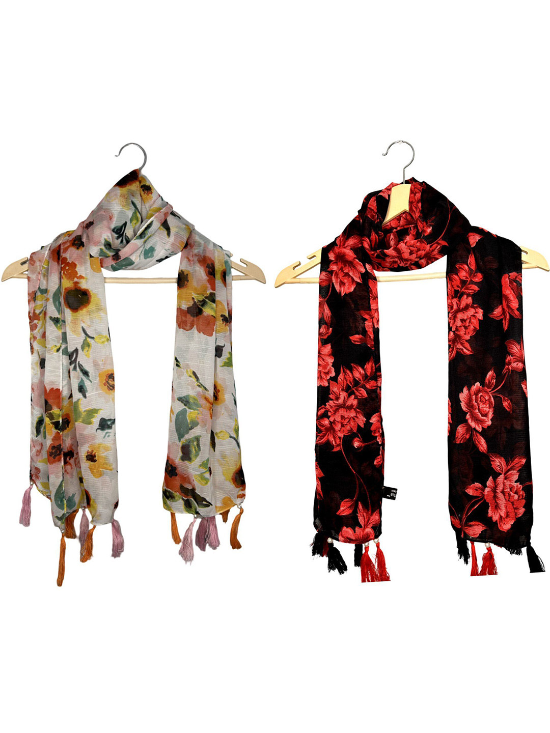 POSHAMPAA be desi Women Pack Of 2 Printed Scarves
