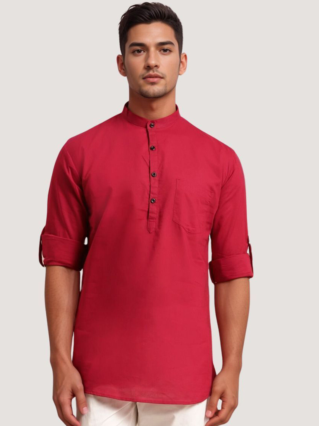 Darbar inn Men Solid Daily Cotton Straight Kurta