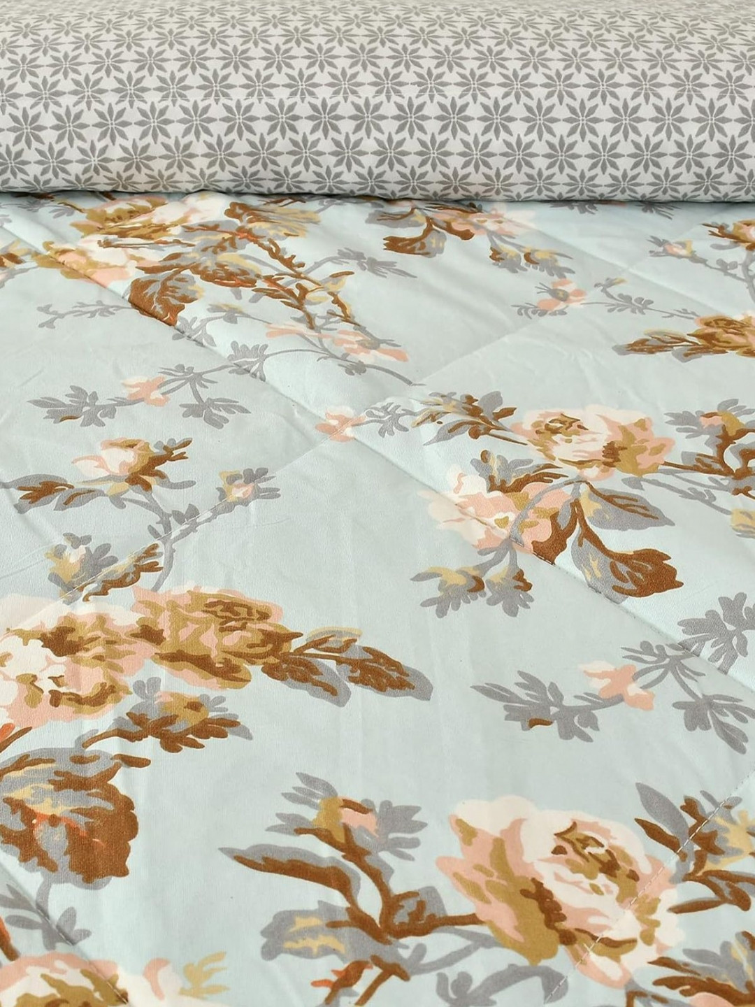 Florida Reeva Single Comforter Blue & Brown Printed AC Room 200 GSM Comforter