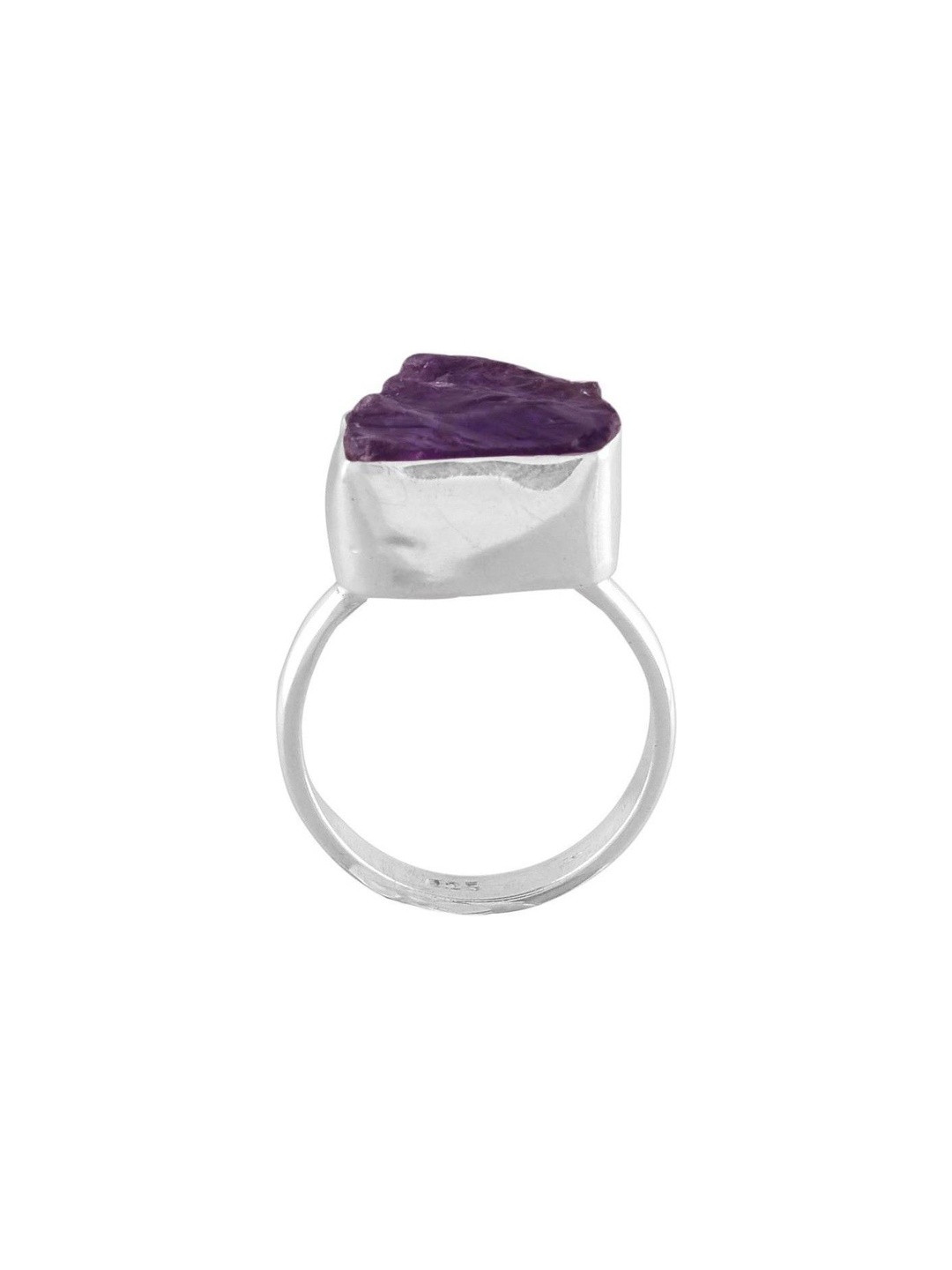 RAVIOUR LIFESTYLE Unisex Amethyst Silver Finger Ring