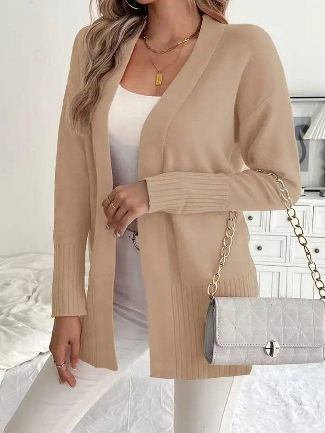 StyleCast Women Long Sleeves Open Front Longline Cardigan