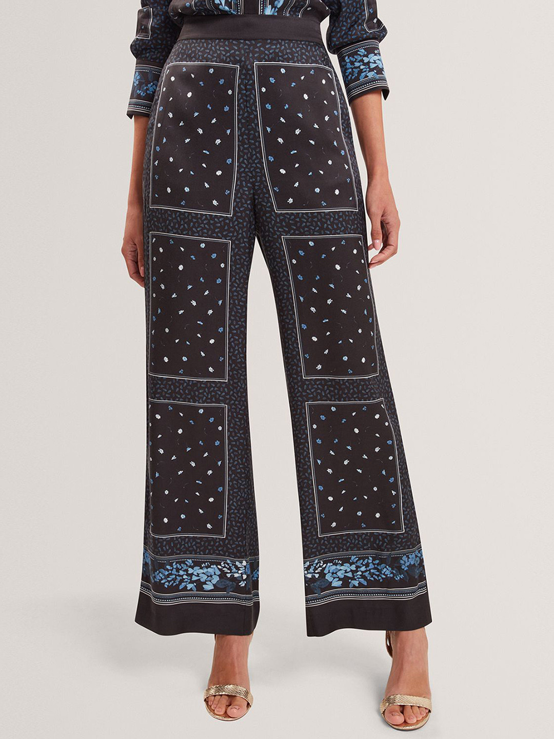 Ted Baker Women Ethnic Motifs Printed Wide-Leg Mid-Rise Trousers