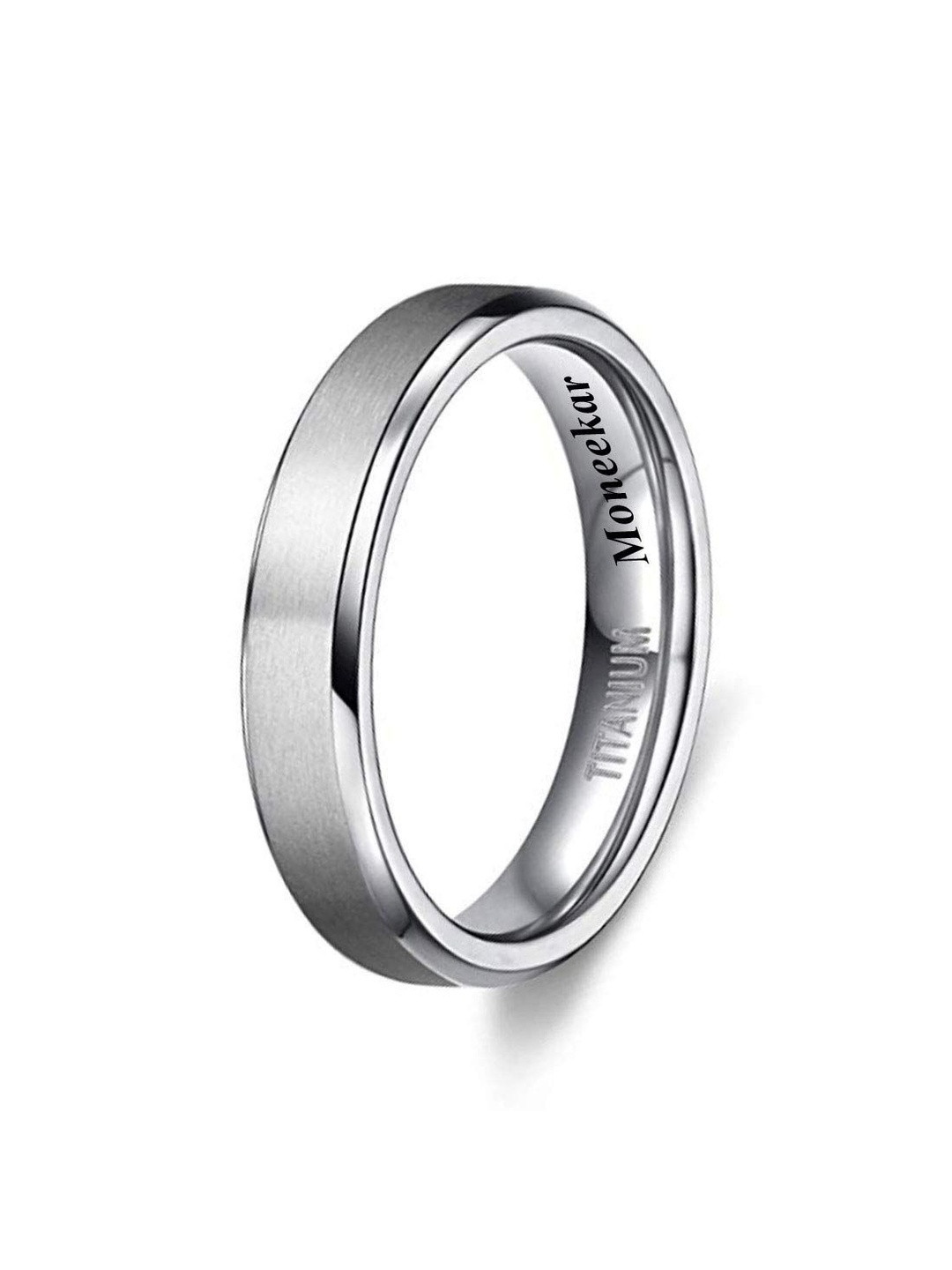 Moneekar Jewels Unisex Titanium Matte Comfort Fit Wedding Band Finger Ring