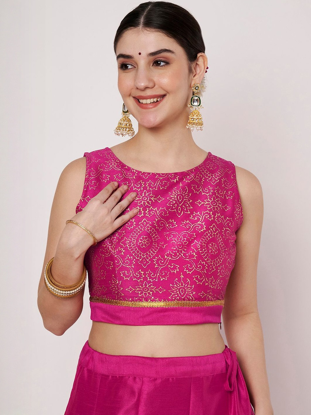studio rasa Women Printed Back-Tie Ethnic Crop Top