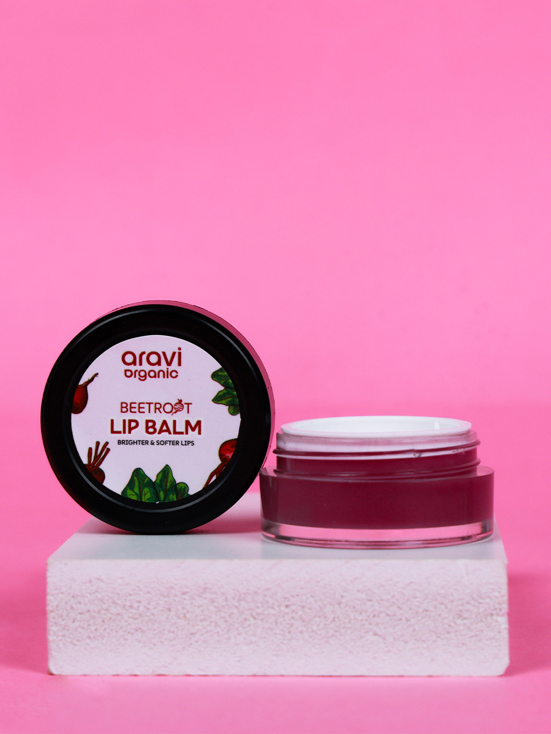 Aravi Organic Beetroot Lip Balm With Beetroots, Shea Butter & Cocoa Butter - 8gm