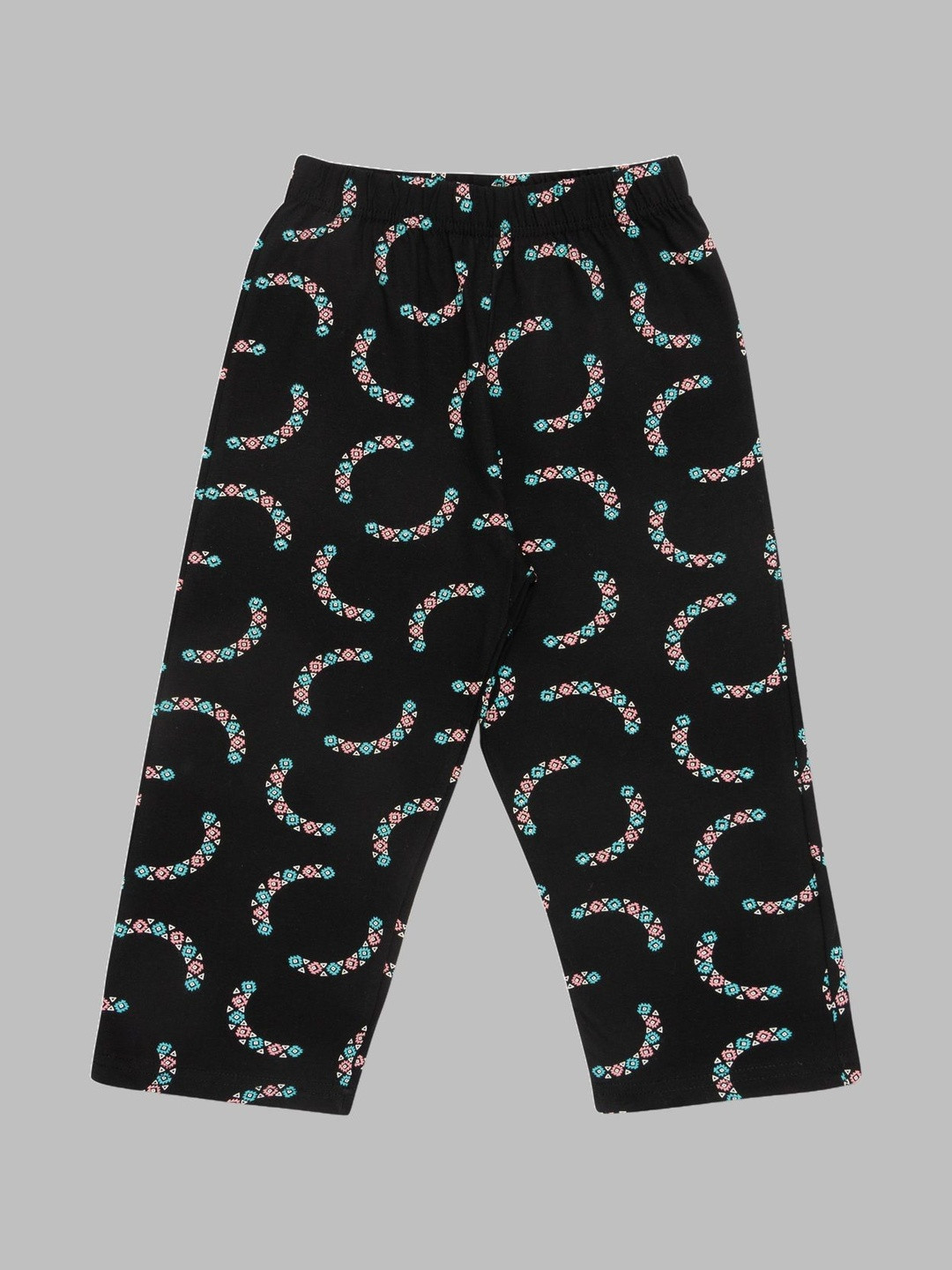 ZUNIORS SSC Girls Black Cotton Regular Fit Printed Casual Capris