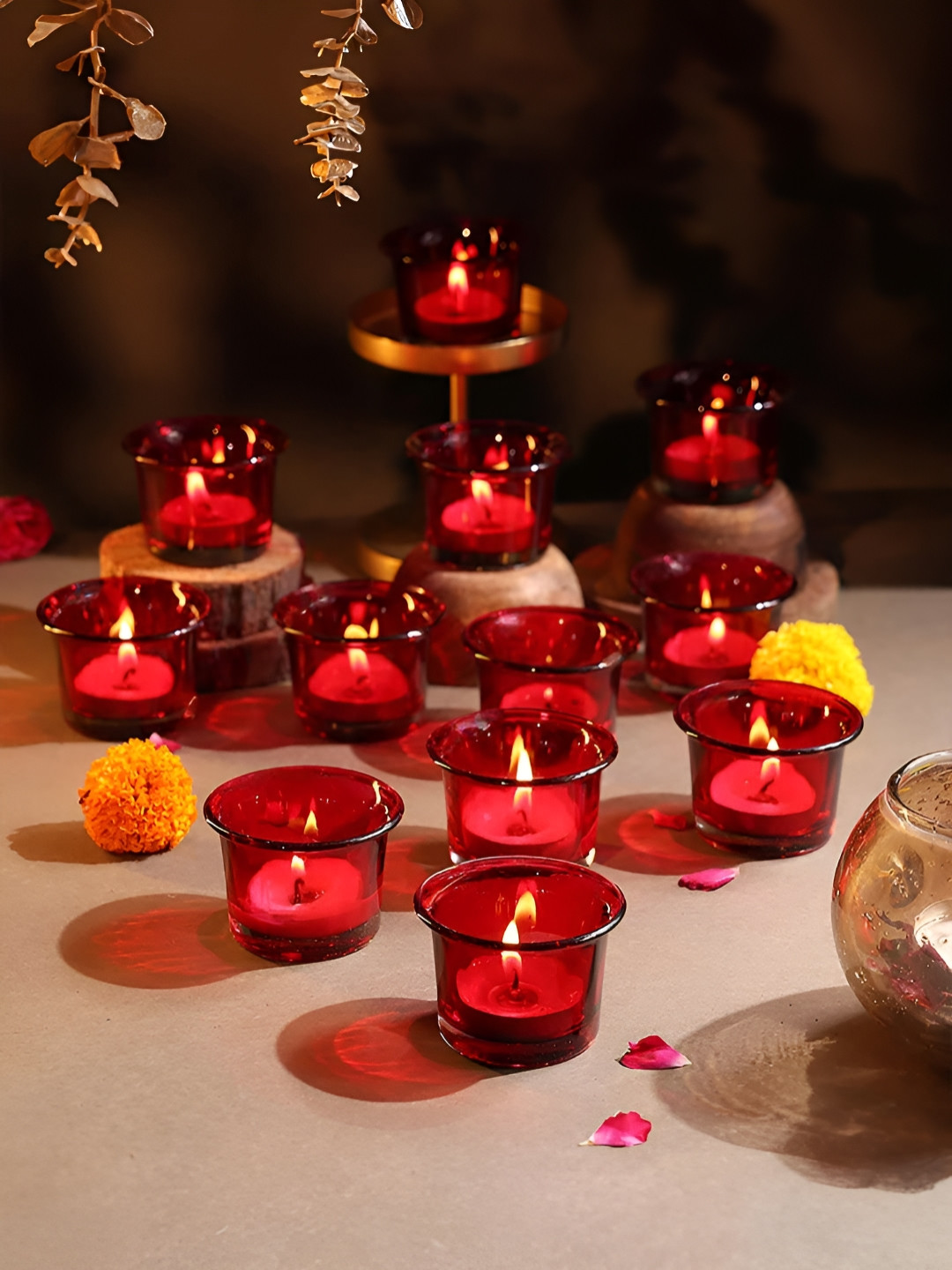 Floweraura Red 12 Pieces Tealight Candles