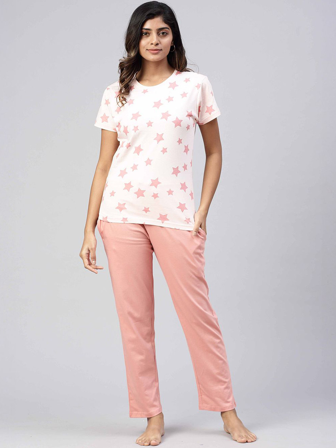 Ramraj Women Printed Short Sleeves Cotton Night suit Loungewear Set