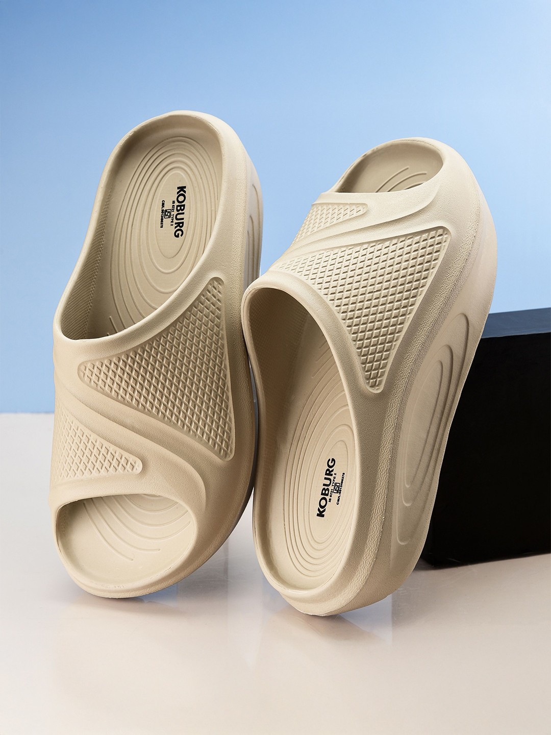 Koburg Men's Self Design Open Toe Sliders