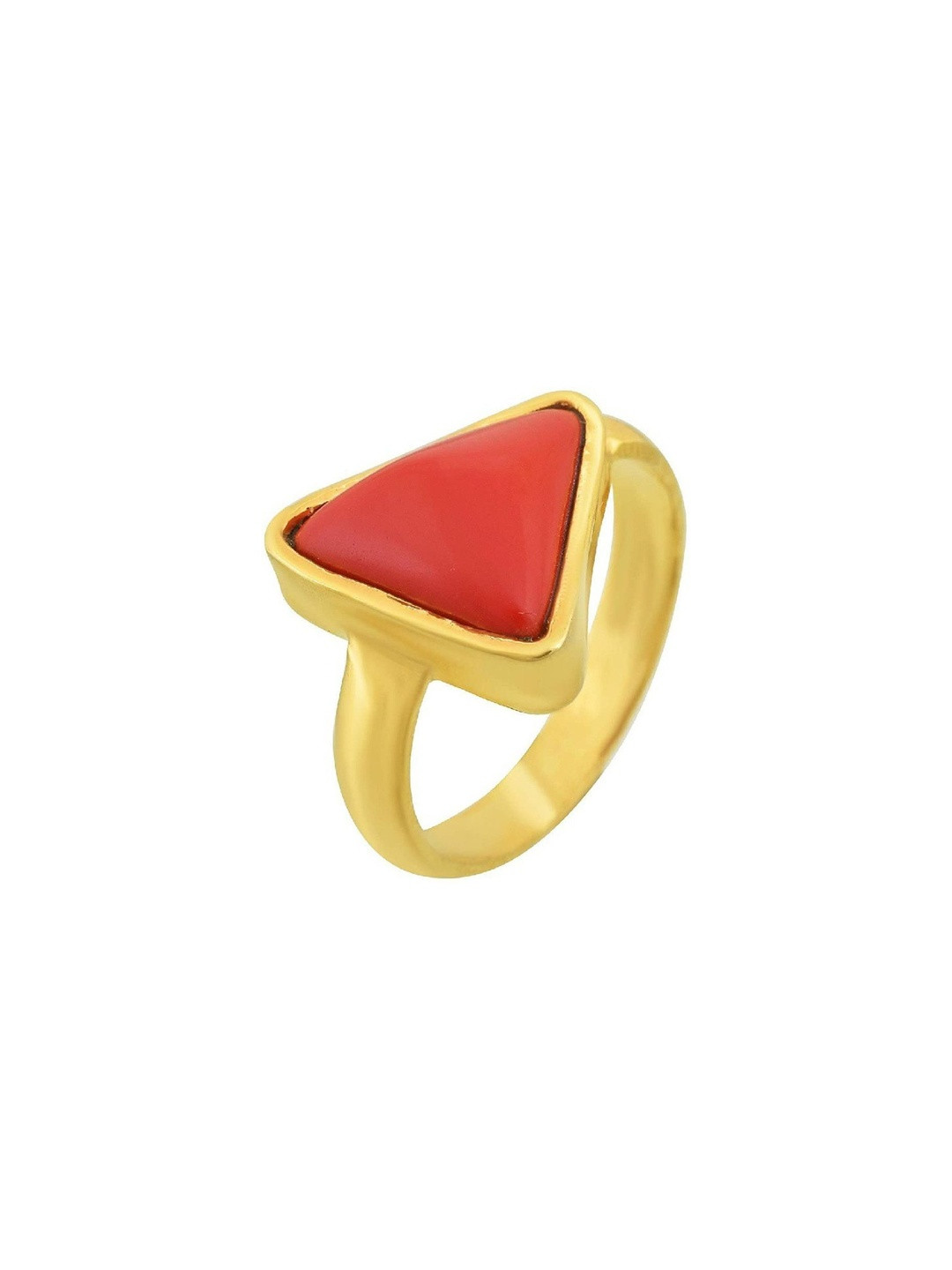 RAVIOUR LIFESTYLE Unisex Gold-Plated Red Stone Finger Ring
