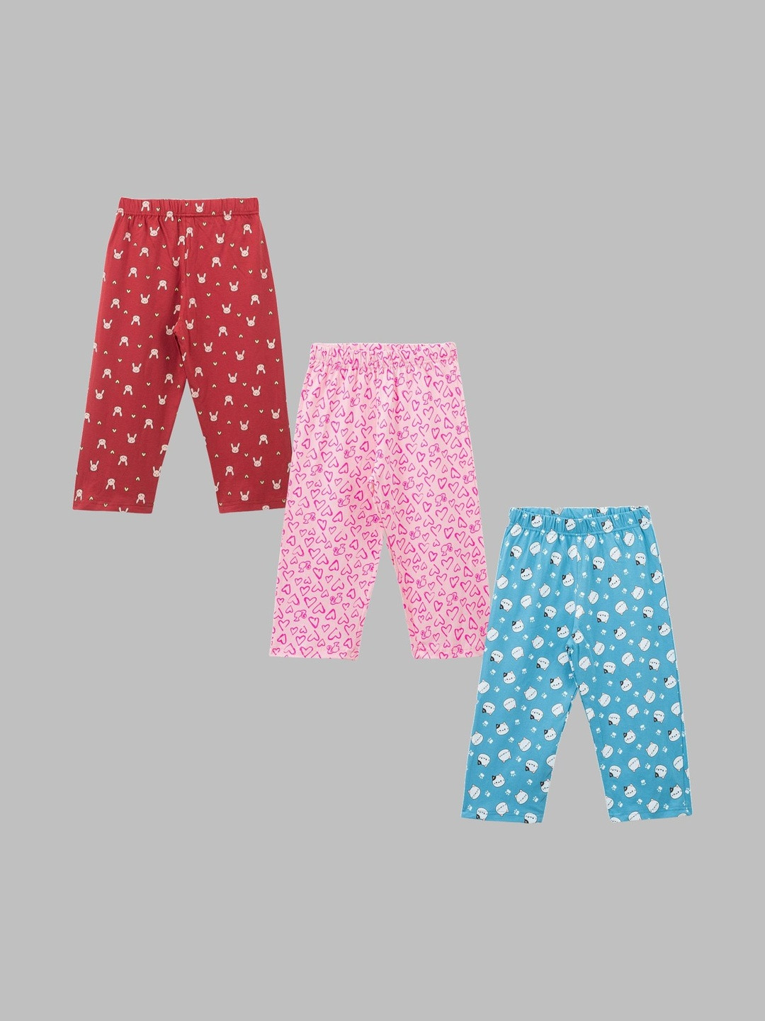 ZUNIORS SSC Girls Multi Colored Set Of 3 Cotton Regular Fit Capris