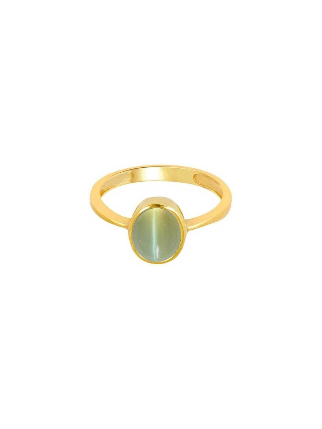 RAVIOUR LIFESTYLE Unisex Cat's Eye Natural Stone Gold-Plated Copper Finger Ring