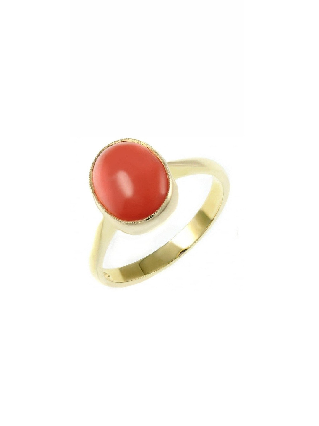 RAVIOUR LIFESTYLE Unisex Gold-Plated Coral Finger Ring with Natural Astrological Stone