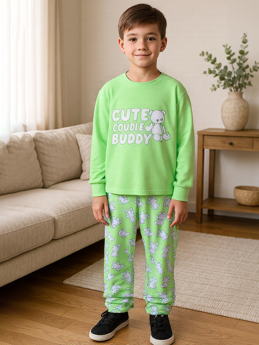 Clothe Funn Boys Graphic Printed Round Neck T- Shirt & Pyjama Night suit