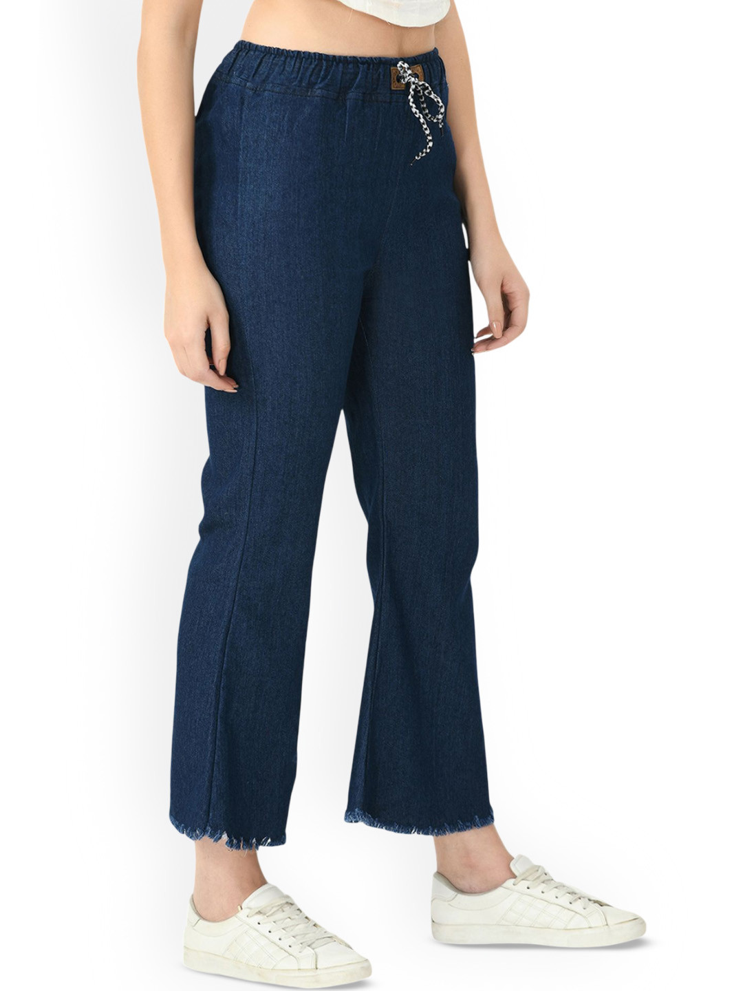 NEUNK Women Comfort Jogger Mid-Rise Stretchable Frayed Jeans