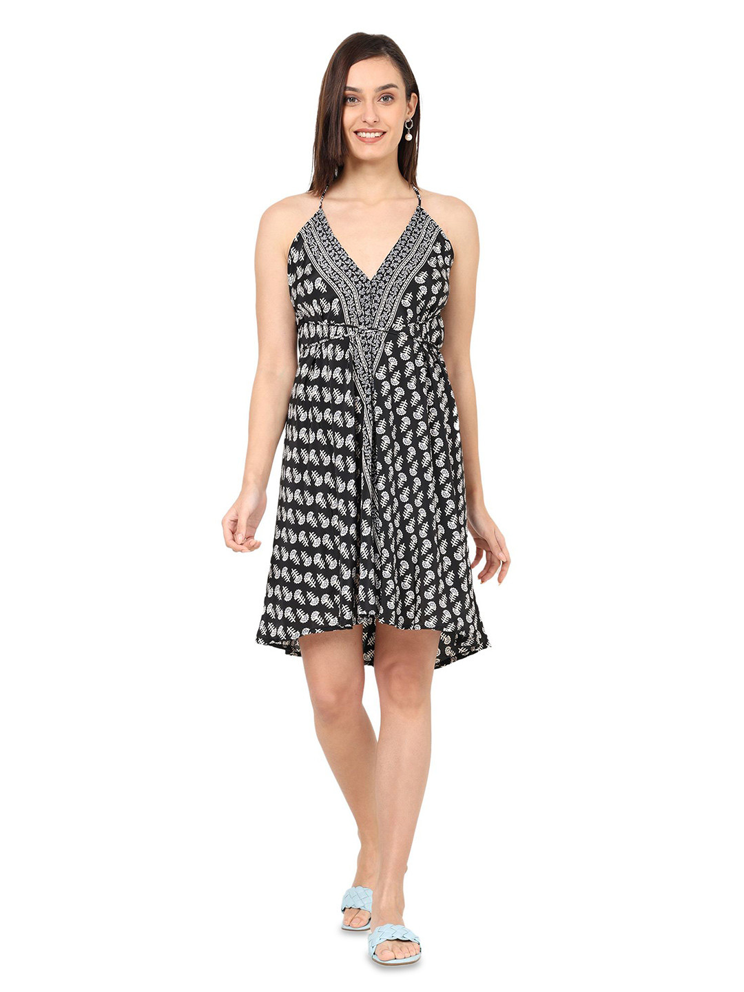 GALE GIRLS Women Paisley Printed Halter Neck A-Line Dress