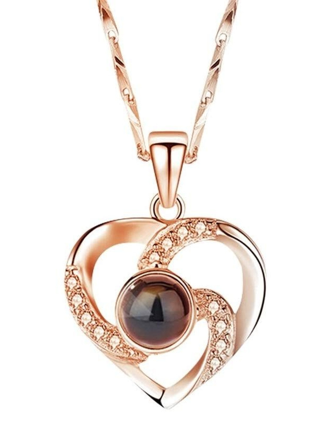 Moneekar Jewels Rose Gold-Plated 100 Language Projection Pendant with Chain