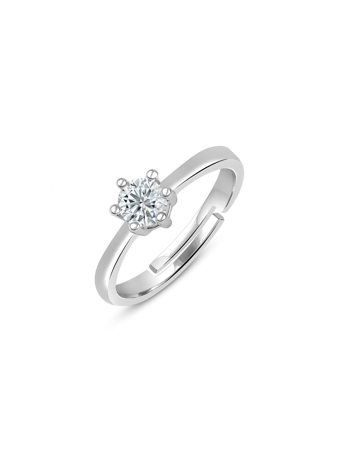 Moneekar Jewels Unisex Adjustable Solitaire Cubic Zirconia Finger Ring