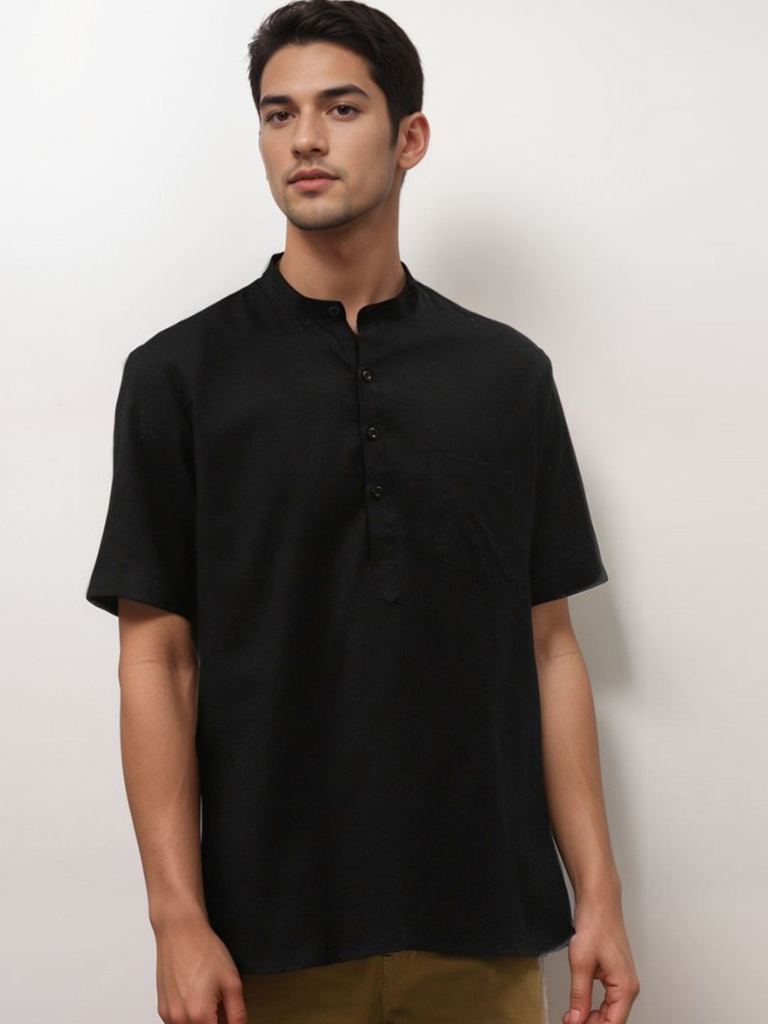 Ajaybaldaniya Men Solid Daily Cotton Straight Kurta