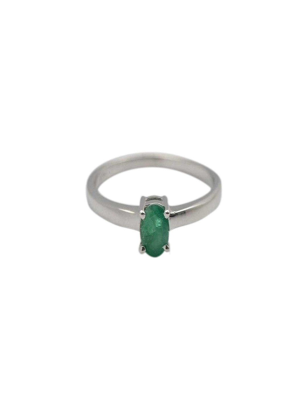 RAVIOUR LIFESTYLE Unisex Silver-Plated Alloy Finger Ring with Green Sapphire (Panna)