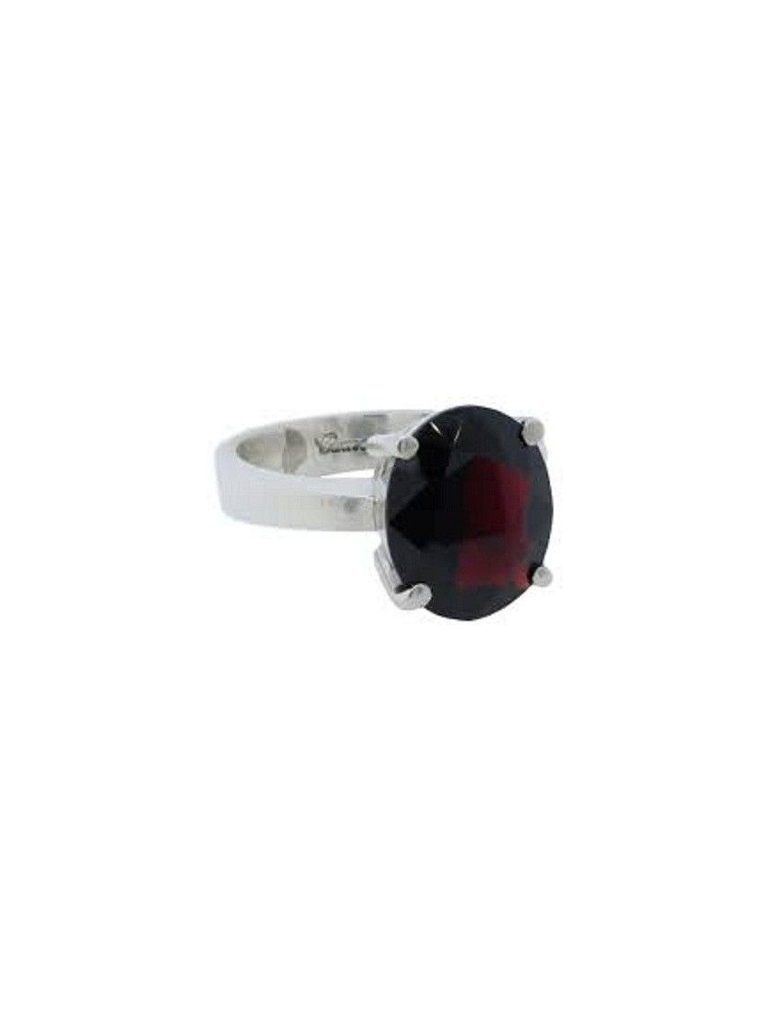RAVIOUR LIFESTYLE Unisex Silver-Plated Hessonite Garnet Finger Ring