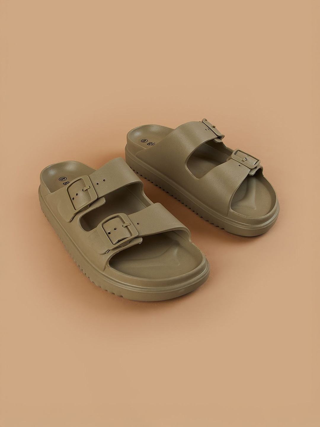 Ginger by Lifestyle Women EVA Sliders With Buckle Detail