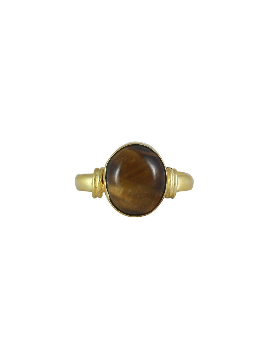 RAVIOUR LIFESTYLE Unisex Gold-Plated Tiger's Eye Finger Ring