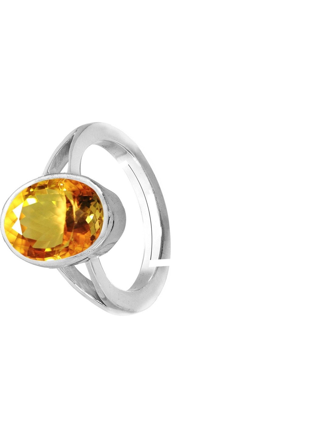 RAVIOUR LIFESTYLE Unisex 8.25 Carat Sunela Citrine Silver-Plated Alloy Finger Ring