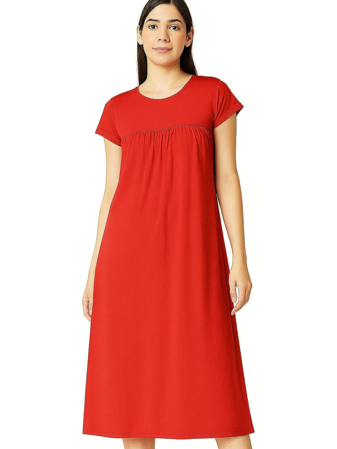 zebu Round Neck Half Sleeve Pure Cotton Nightdress