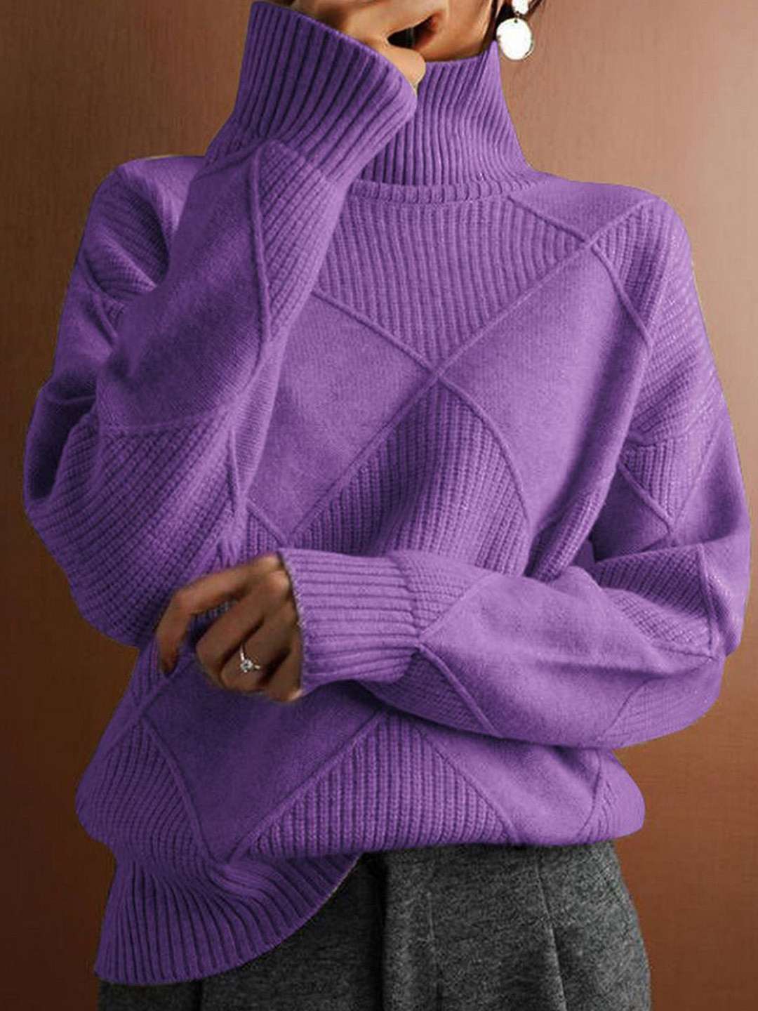 StyleCast Women Turtle Nec Self Design Pullover