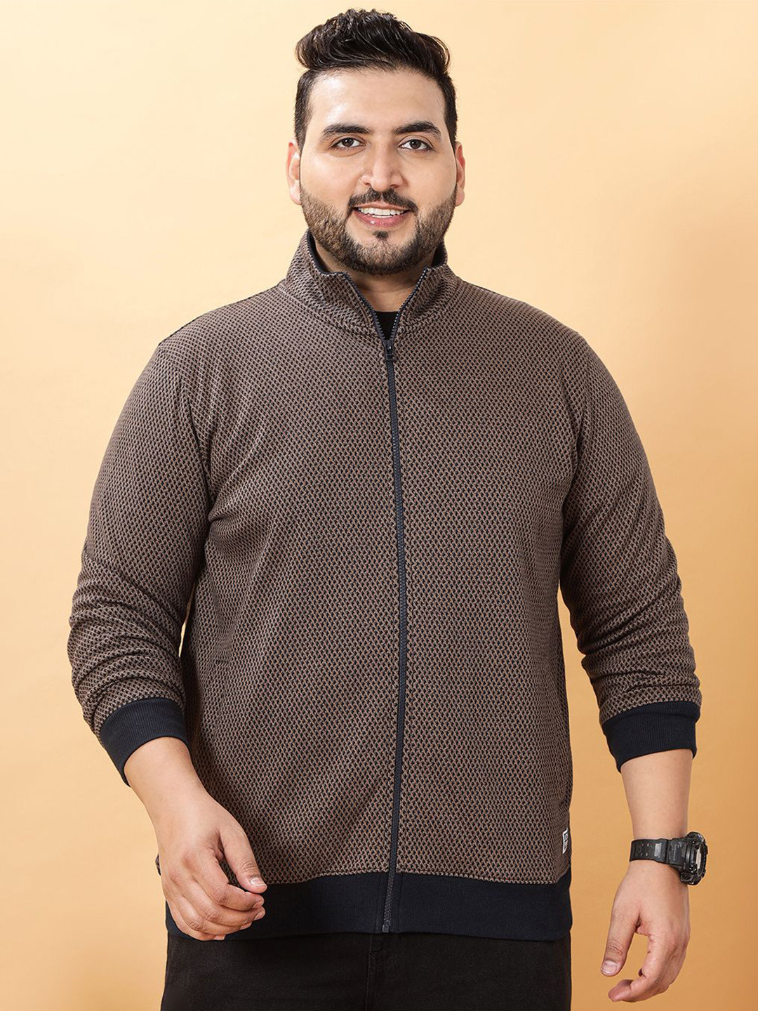 John Pride Men Plus Size Mock Collar Long Sleeves Pullover Sweatshirt