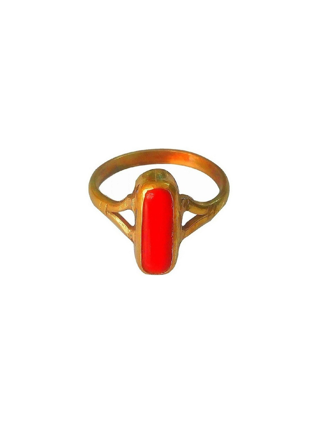 RAVIOUR LIFESTYLE CEYLONMINE Unisex Gold-Plated Coral (Moonga) Finger Ring