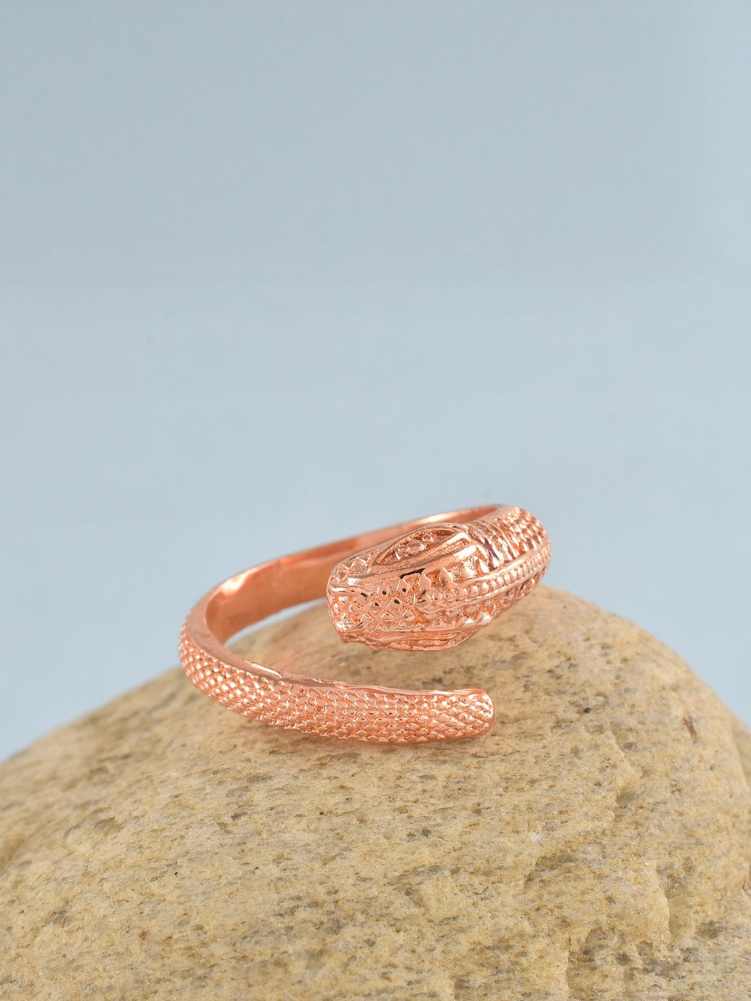 DZINETRENDZ Unisex Pure Copper Nagdevta Snake Adjustable Open End Free Size Finger Ring