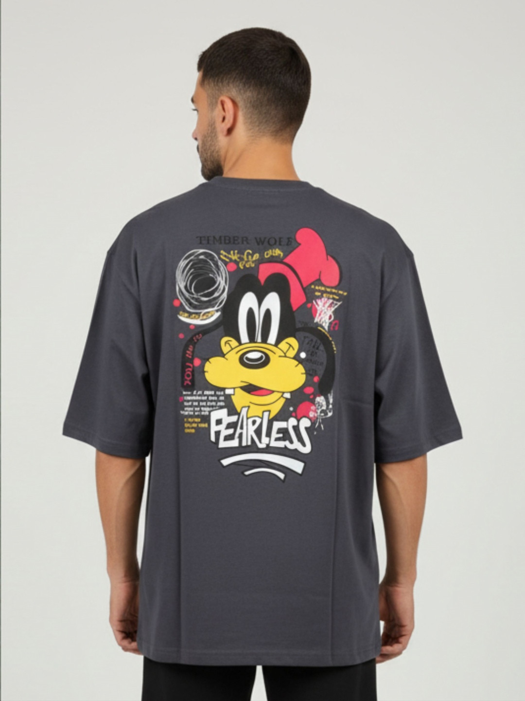 SANDPIPER Men Goofy Graphic Printed Round Neck Cotton Oversized T-shirt