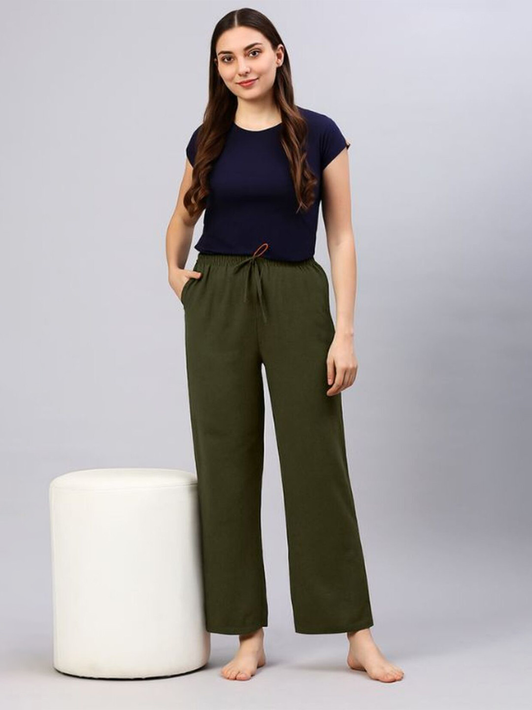 Bareblow Women The Hunter Mid-Rise Cotton Wide-Leg Lounge-Pant