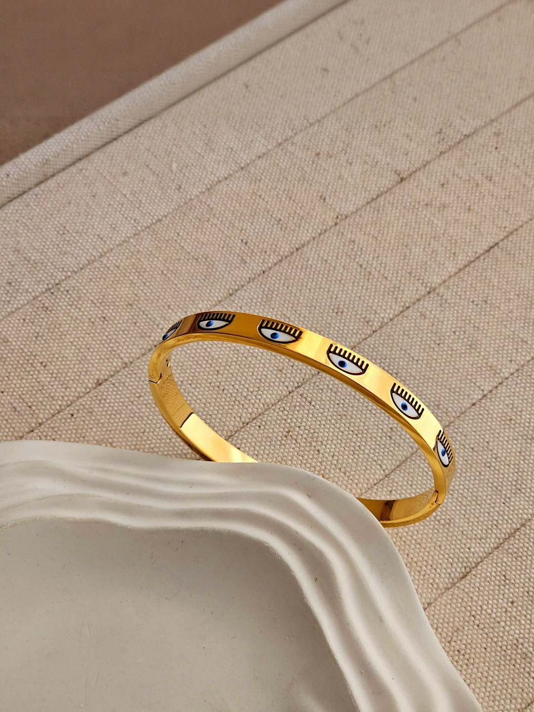 TAAHIRA JEWELLERY Stainless Steel 18K Gold-Plated Evil Eye Bracelet