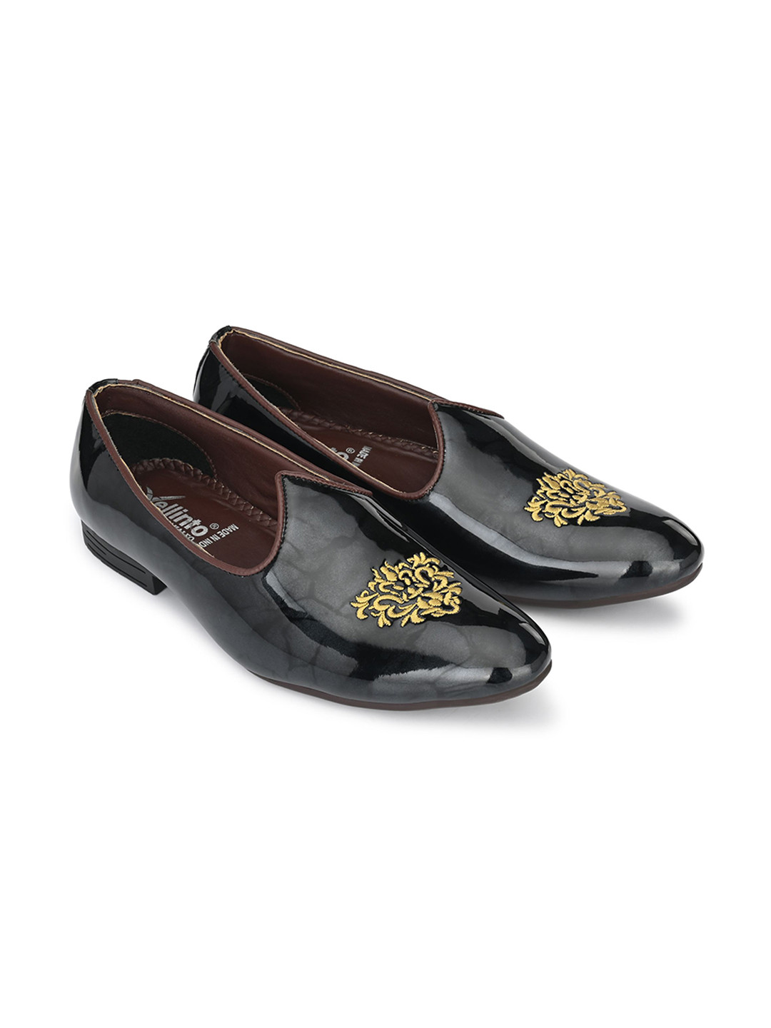 Vellinto Men Woven Design Round Toe Slip-On Formal Shoes